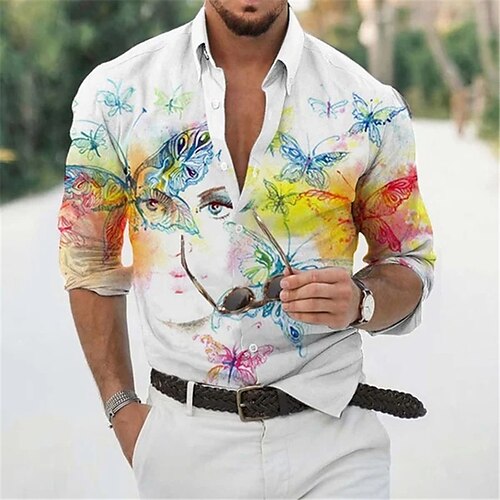 Men's Shirt 3D Print Butterfly Portrait Animal Turndown Street Casual Button-Down Print Long Sleeve Tops Casual Fashion Breathable White
Men's Shirt 3D Print Butterfly Portrait Animal Turndown Street Casual Button-Down Print Long Sleeve Tops Casual Fashion Breathable White