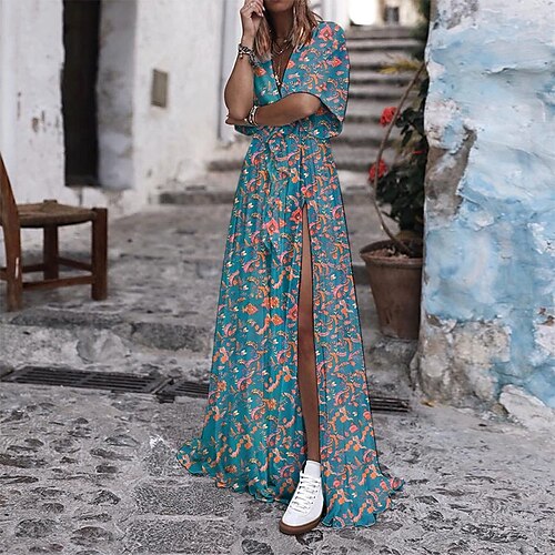 Women's Swing Dress Casual Dress Maxi long Dress Yellow Dark Green Red Short Sleeve Floral Split Print Fall Spring V Neck Stylish Casual Loose 2022 S M L XL XXL 3XL / Summer
Women's Swing Dress Casual Dress Maxi long Dress Yellow Dark Green Red Short Sleeve Floral Split Print Fall Spring V Neck Stylish Casual Loose 2022 S M L XL XXL 3XL / Summer