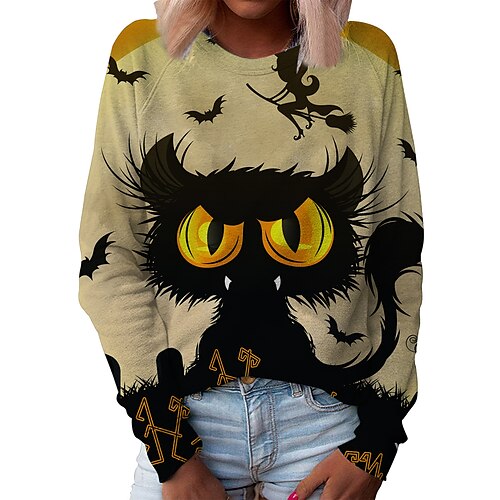 Women's Sweatshirt Pullover Crew Neck Cat Bat Print Halloween Daily Weekend 3D Print Streetwear Casual Hoodies Sweatshirts Light Khaki. Purple
Women's Sweatshirt Pullover Crew Neck Cat Bat Print Halloween Daily Weekend 3D Print Streetwear Casual Hoodies Sweatshirts Light Khaki. Purple