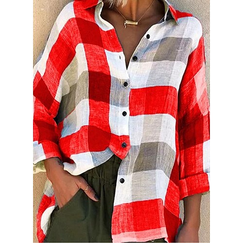 Chemise Femme Rouge Bleu Violet Plaid Imprimer manche longue du quotidien Vacances Col de Chemise Ample S
Chemise Femme Rouge Bleu Violet Plaid Imprimer manche longue du quotidien Vacances Col de Chemise Ample S