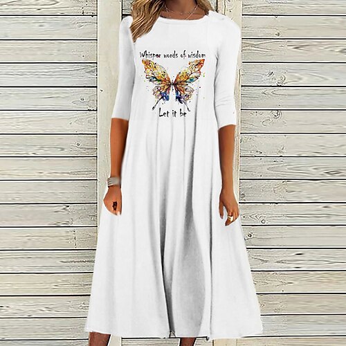 Mulheres Vestido casual Vestido de turno Vestido midi Branco Manga 3/4 Animal Franzido Outono Primavera 2022 S M L XL XXL 3XL
Mulheres Vestido casual Vestido de turno Vestido midi Branco Manga 3/4 Animal Franzido Outono Primavera 2022 S M L XL XXL 3XL