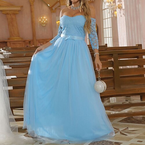 Women's A Line Dress Swing Dress Maxi long Dress Blue Pink 3/4 Length Sleeve Pure Color Mesh Lace Cold Shoulder Fall Winter Off Shoulder Party Stylish Mature Party Slim 2022 S M L XL / Party Dress
Women's A Line Dress Swing Dress Maxi long Dress Blue Pink 3/4 Length Sleeve Pure Color Mesh Lace Cold Shoulder Fall Winter Off Shoulder Party Stylish Mature Party Slim 2022 S M L XL / Party Dress