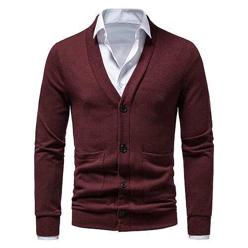 Men's Sweater Cardigan Sweater Ribbed Knit Button Pocket Pure Color V Neck Stylish Casual Daily Holiday Clothing Apparel Winter Fall Black Wine S M L
Men's Sweater Cardigan Sweater Ribbed Knit Button Pocket Pure Color V Neck Stylish Casual Daily Holiday Clothing Apparel Winter Fall Black Wine S M L