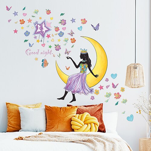 Butterflies stars Moon Good Night Girl Wall Stickers Living Room / Kids Room & kindergarten Removable / Pre-pasted PVC Home Decoration Wall Decal 2pcs
Butterflies stars Moon Good Night Girl Wall Stickers Living Room / Kids Room & kindergarten Removable / Pre-pasted PVC Home Decoration Wall Decal 2pcs