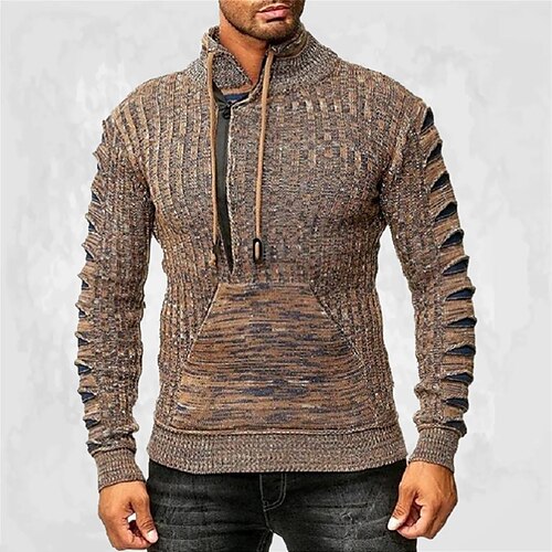Men's Pullover Sweater Jumper Ribbed Knit Cropped Lace up Pocket Solid Color Stand Collar Stylish Basic Daily Holiday Fall Winter Brown M L XL / Long Sleeve
Men's Pullover Sweater Jumper Ribbed Knit Cropped Lace up Pocket Solid Color Stand Collar Stylish Basic Daily Holiday Fall Winter Brown M L XL / Long Sleeve