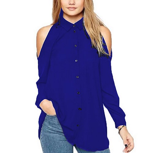 Women's T shirt Tee Plain Casual Weekend T shirt Tee Long Sleeve Cut Out Patchwork Shirt Collar Basic Royal Blue Navy Blue S
Women's T shirt Tee Plain Casual Weekend T shirt Tee Long Sleeve Cut Out Patchwork Shirt Collar Basic Royal Blue Navy Blue S