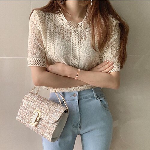 french top retro women's summer 2022 new lace lace hollow shirt temperament is thin and chic short-sleeved shirt
french top retro women's summer 2022 new lace lace hollow shirt temperament is thin and chic short-sleeved shirt