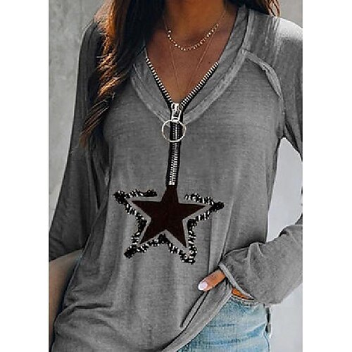Women's Shirt Star Daily Weekend Geometric Shirt Long Sleeve Quarter Zip Print V Neck Casual Streetwear Light Blue Blue Grey S
Women's Shirt Star Daily Weekend Geometric Shirt Long Sleeve Quarter Zip Print V Neck Casual Streetwear Light Blue Blue Grey S
