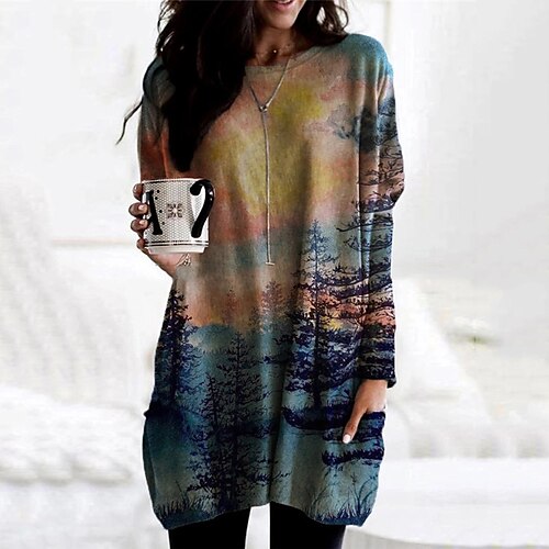 Women's Casual Dress Shift Dress Short Mini Dress Green Purple Long Sleeve Print Pocket Print Fall Winter Round Neck Casual Loose 2022 S M L XL XXL 3XL
Women's Casual Dress Shift Dress Short Mini Dress Green Purple Long Sleeve Print Pocket Print Fall Winter Round Neck Casual Loose 2022 S M L XL XXL 3XL