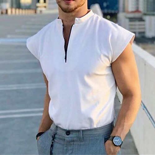 Men's T shirt Tee Solid Color Stand Collar Street Daily Zipper Short Sleeve Tops Casual Fashion Comfortable White
Men's T shirt Tee Solid Color Stand Collar Street Daily Zipper Short Sleeve Tops Casual Fashion Comfortable White