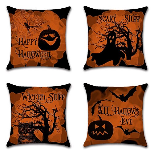 Halloween Party Double Side Cushion Cover 4PC Soft Decorative Square Throw Pillow Cover Cushion Case Pillowcase for Bedroom Livingroom Superior Quality Machine Washable Indoor Cushion for Sofa Couch Bed Chair Boo Pumpkin Skull Cat Bat
Halloween Party Double Side Cushion Cover 4PC Soft Decorative Square Throw Pillow Cover Cushion Case Pillowcase for Bedroom Livingroom Superior Quality Machine Washable Indoor Cushion for Sofa Couch Bed Chair Boo Pumpkin Skull Cat Bat