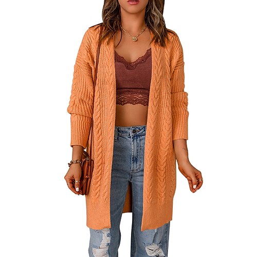 Women's Cardigan Sweater Jumper Cable Knit Knitted Pure Color Open Front Stylish Casual Outdoor Daily Winter Fall Green Orange S M L / Long Sleeve / Holiday / Going out / Loose Fit
Women's Cardigan Sweater Jumper Cable Knit Knitted Pure Color Open Front Stylish Casual Outdoor Daily Winter Fall Green Orange S M L / Long Sleeve / Holiday / Going out / Loose Fit