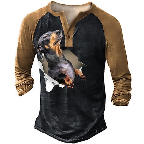 Men's T shirt Tee Henley Shirt Tee Graphic Color Block Dog Henley Green Brown Long Sleeve 3D Print Plus Size Outdoor Daily Patchwork Button-Down Tops Basic Designer Casual Classic / Sports
Men's T shirt Tee Henley Shirt Tee Graphic Color Block Dog Henley Green Brown Long Sleeve 3D Print Plus Size Outdoor Daily Patchwork Button-Down Tops Basic Designer Casual Classic / Sports