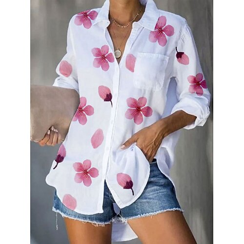 Women's Blouse Floral Holiday Weekend Floral Blouse Shirt Long Sleeve Pocket Button Print Shirt Collar Casual Streetwear White S / 3D Print
Women's Blouse Floral Holiday Weekend Floral Blouse Shirt Long Sleeve Pocket Button Print Shirt Collar Casual Streetwear White S / 3D Print