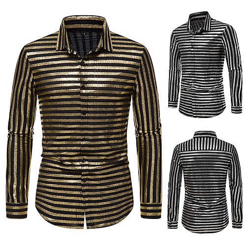 Men's Shirt Prom Shirt Striped Button Down Collar Silver Gold Daily Print Clothing Apparel Casual
Men's Shirt Prom Shirt Striped Button Down Collar Silver Gold Daily Print Clothing Apparel Casual