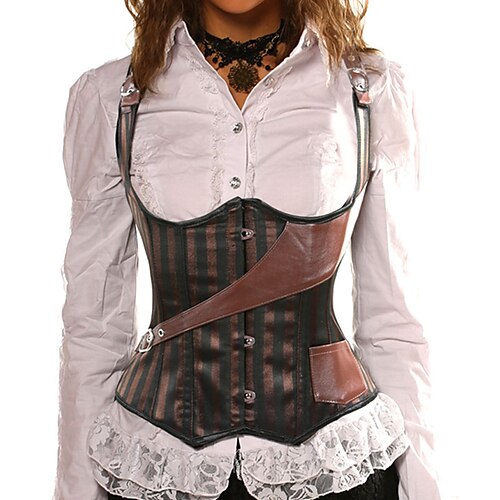 Corset Women's Corsets Breathable Comfortable Underbust Corset Retro Tummy Control Stripe Hook Eye Lace Up Polyester Party Evening Club All Seasons Brown
Corset Women's Corsets Breathable Comfortable Underbust Corset Retro Tummy Control Stripe Hook Eye Lace Up Polyester Party Evening Club All Seasons Brown