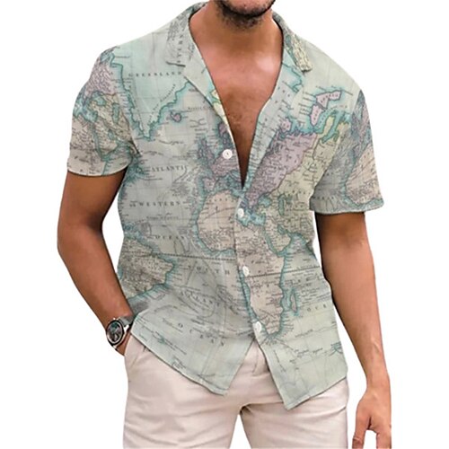 Men's Shirt Graphic Shirt Map Turndown Blue 3D Print Outdoor Street Short Sleeve Button-Down Print Clothing Apparel Fashion Designer Casual Breathable / Summer / Spring / Summer
Men's Shirt Graphic Shirt Map Turndown Blue 3D Print Outdoor Street Short Sleeve Button-Down Print Clothing Apparel Fashion Designer Casual Breathable / Summer / Spring / Summer