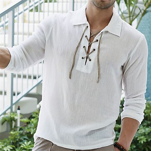 Men's Shirt Solid Color Turndown White Black Outdoor Street Long Sleeve Lace up Clothing Apparel Fashion Designer Casual Big and Tall / Spring / Fall
Men's Shirt Solid Color Turndown White Black Outdoor Street Long Sleeve Lace up Clothing Apparel Fashion Designer Casual Big and Tall / Spring / Fall
