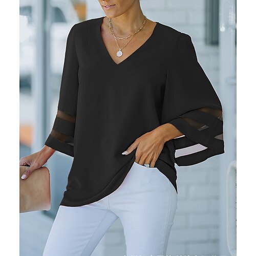 Women's Blouse Shirt Red Black Plain Patchwork Long Sleeve Daily Weekend Streetwear Casual V Neck Regular S
Women's Blouse Shirt Red Black Plain Patchwork Long Sleeve Daily Weekend Streetwear Casual V Neck Regular S