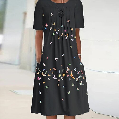 Women's Casual Dress Shift Dress Knee Length Dress Black Short Sleeve Butterfly Animal Pocket Print Spring Summer Crew Neck Casual Vacation 2022 S M L XL XXL 3XL
Women's Casual Dress Shift Dress Knee Length Dress Black Short Sleeve Butterfly Animal Pocket Print Spring Summer Crew Neck Casual Vacation 2022 S M L XL XXL 3XL