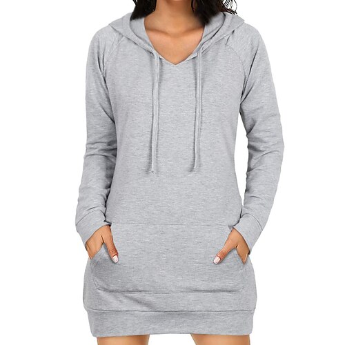 Women's Sheath Dress Short Mini Dress Black Gray Navy Blue Long Sleeve Pure Color Pocket Fall Winter Hooded Casual 2022 S M L XL XXL
Women's Sheath Dress Short Mini Dress Black Gray Navy Blue Long Sleeve Pure Color Pocket Fall Winter Hooded Casual 2022 S M L XL XXL