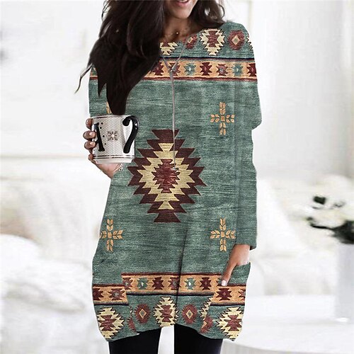 Women's Shift Dress Casual Dress Short Mini Dress Green Long Sleeve Geometric Pocket Print Fall Winter Crew Neck Casual Vacation Loose 2022 S M L XL XXL 3XL
Women's Shift Dress Casual Dress Short Mini Dress Green Long Sleeve Geometric Pocket Print Fall Winter Crew Neck Casual Vacation Loose 2022 S M L XL XXL 3XL