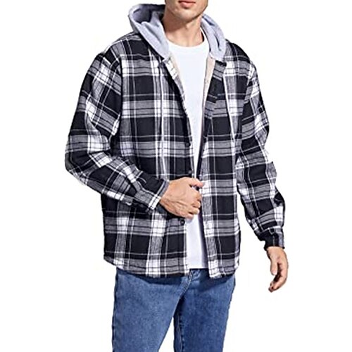 Men's Shirt Overshirt Flannel Shirt Shirt Jacket Plaid Hooded Black / White Black / Gray Black Dark Green Khaki Long Sleeve Print Street Daily Button-Down Tops Fashion Casual Comfortable
Men's Shirt Overshirt Flannel Shirt Shirt Jacket Plaid Hooded Black / White Black / Gray Black Dark Green Khaki Long Sleeve Print Street Daily Button-Down Tops Fashion Casual Comfortable