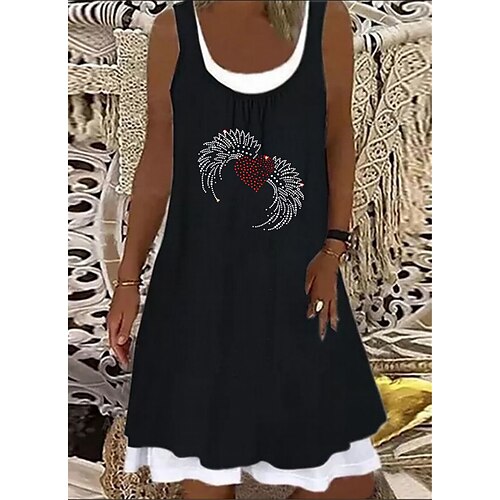 Women's A Line Dress Knee Length Dress Black And White Sleeveless Heart Patchwork Fake two piece Fall Summer U Neck Stylish Fashion 2022 S M L XL 2XL 3XL
Women's A Line Dress Knee Length Dress Black And White Sleeveless Heart Patchwork Fake two piece Fall Summer U Neck Stylish Fashion 2022 S M L XL 2XL 3XL