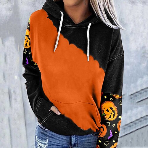 Women's Pullover Hoodie Sweatshirt Color Block Pumpkin Front Pocket Print Halloween Weekend 3D Print Active Streetwear Hoodies Sweatshirts Black And White White
Women's Pullover Hoodie Sweatshirt Color Block Pumpkin Front Pocket Print Halloween Weekend 3D Print Active Streetwear Hoodies Sweatshirts Black And White White