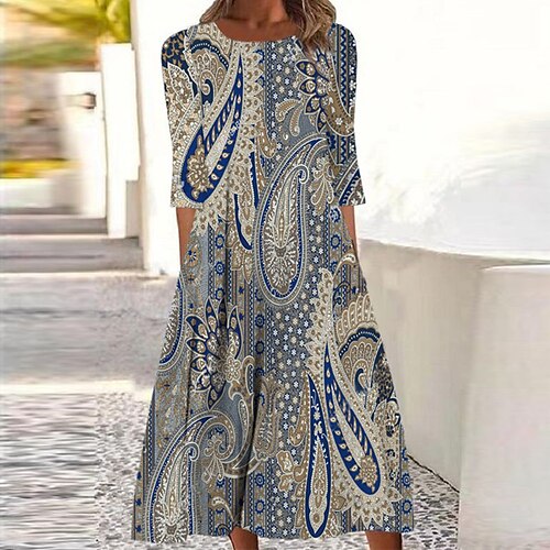 Women's Shift Dress Casual Dress Midi Dress Blue 3/4 Length Sleeve Floral Ruched Print Fall Winter Round Neck Casual Vacation 2022 S M L XL XXL 3XL
Women's Shift Dress Casual Dress Midi Dress Blue 3/4 Length Sleeve Floral Ruched Print Fall Winter Round Neck Casual Vacation 2022 S M L XL XXL 3XL