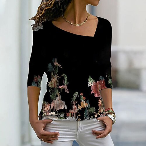 Women's T shirt Tee Graphic Casual Weekend Abstract Painting T shirt Tee Long Sleeve Print V Neck Basic Black S / 3D Print
Women's T shirt Tee Graphic Casual Weekend Abstract Painting T shirt Tee Long Sleeve Print V Neck Basic Black S / 3D Print