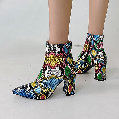 Women's Boots Booties Ankle Boots Chunky Heel Pointed Toe Minimalism Party Daily PU Leather Zipper Fall Winter Color Block Snake Green / Blue Black Gray
Women's Boots Booties Ankle Boots Chunky Heel Pointed Toe Minimalism Party Daily PU Leather Zipper Fall Winter Color Block Snake Green / Blue Black Gray