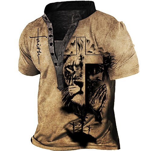 Men's T shirt Tee Henley Shirt Tee 3D Print Graphic Animal Plus Size Stand Collar Daily Sports Button-Down Print Short Sleeve Tops Designer Basic Casual Big and Tall Brown / Summer
Men's T shirt Tee Henley Shirt Tee 3D Print Graphic Animal Plus Size Stand Collar Daily Sports Button-Down Print Short Sleeve Tops Designer Basic Casual Big and Tall Brown / Summer