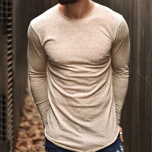 Men's T shirt Tee Solid Color Round Neck Khaki Long Sleeve Street Daily Tops Casual Comfortable / Spring
Men's T shirt Tee Solid Color Round Neck Khaki Long Sleeve Street Daily Tops Casual Comfortable / Spring
