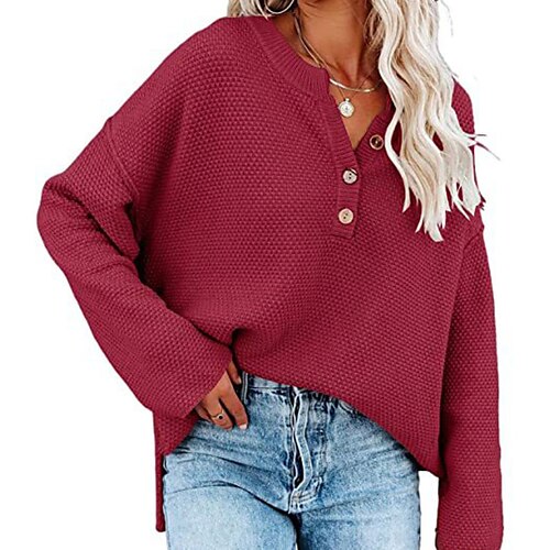 Women's Pullover Sweater jumper Jumper Crochet Knit Button Knitted Pure Color V Neck Stylish Casual Outdoor Holiday Winter Fall Green Khaki S M L / Long Sleeve / Regular Fit / Going out
Women's Pullover Sweater jumper Jumper Crochet Knit Button Knitted Pure Color V Neck Stylish Casual Outdoor Holiday Winter Fall Green Khaki S M L / Long Sleeve / Regular Fit / Going out