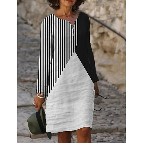 Women's Casual Dress Knee Length Dress Black And White White Black Long Sleeve Print Zipper Print Fall Winter Crew Neck Casual 2022 S M L XL 2XL 3XL 4XL 5XL 6XL / 3D Print
Women's Casual Dress Knee Length Dress Black And White White Black Long Sleeve Print Zipper Print Fall Winter Crew Neck Casual 2022 S M L XL 2XL 3XL 4XL 5XL 6XL / 3D Print
