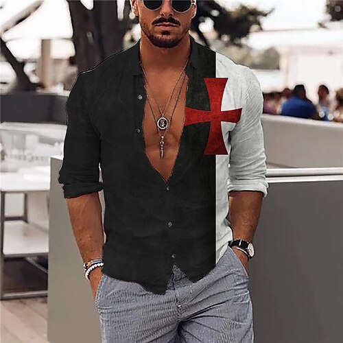 Men's Shirt Cross Turndown Black Long Sleeve 3D Print Outdoor Street Button-Down Print Tops Fashion Designer Casual Breathable
Men's Shirt Cross Turndown Black Long Sleeve 3D Print Outdoor Street Button-Down Print Tops Fashion Designer Casual Breathable