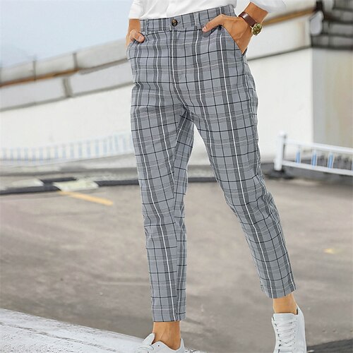 Men's Chinos Trousers Jogger Pants Plaid Dress Pants Pocket Straight Leg Comfort Breathable Business Casual Daily Sports Fashion Light Grey Micro-elastic
Men's Chinos Trousers Jogger Pants Plaid Dress Pants Pocket Straight Leg Comfort Breathable Business Casual Daily Sports Fashion Light Grey Micro-elastic