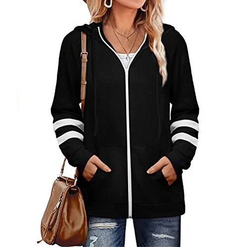 Women's Hoodie Jacket Windproof Warm Outdoor Street Daily Vacation Zipper Pocket Print Zipper Hoodie Street Style Stripes and Plaid Loose Fit Outerwear Long Sleeve Winter Fall Black Blue Pink S M L
Women's Hoodie Jacket Windproof Warm Outdoor Street Daily Vacation Zipper Pocket Print Zipper Hoodie Street Style Stripes and Plaid Loose Fit Outerwear Long Sleeve Winter Fall Black Blue Pink S M L
