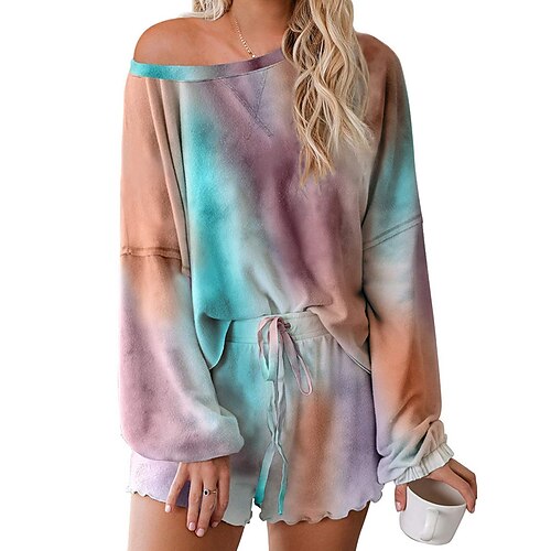 Women's Loungewear Sets 2 Pieces Tie Dye Sport Comfort Home Daily Polyester Crew Neck Long Sleeve Shorts Winter Fall Blue Purple
Women's Loungewear Sets 2 Pieces Tie Dye Sport Comfort Home Daily Polyester Crew Neck Long Sleeve Shorts Winter Fall Blue Purple