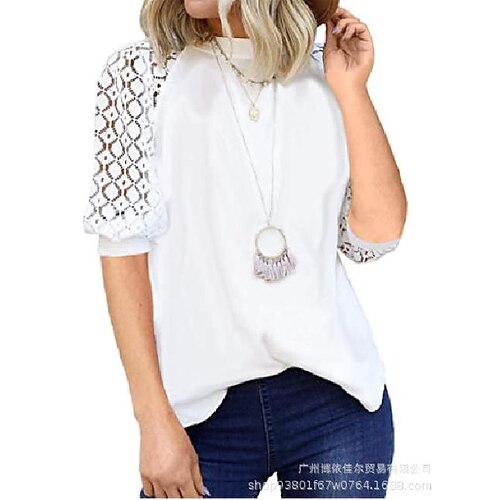 2021 European And American Foreign Trade Summer New Cross-Border Wish Amazon Hot Selling Lace Stitching Loose T-Shirt Women
2021 European And American Foreign Trade Summer New Cross-Border Wish Amazon Hot Selling Lace Stitching Loose T-Shirt Women