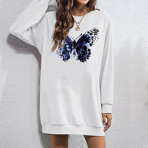 Women's Hoodie Dress Streetwear Long Monograms Print White Black Butterfly Daily Crew Neck Long Sleeve S M L XL XXL
Women's Hoodie Dress Streetwear Long Monograms Print White Black Butterfly Daily Crew Neck Long Sleeve S M L XL XXL