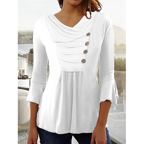 Women's T shirt Tee Plain Daily Weekend T shirt Tee 3/4 Length Sleeve Flowing tunic Button V Neck Basic White S
Women's T shirt Tee Plain Daily Weekend T shirt Tee 3/4 Length Sleeve Flowing tunic Button V Neck Basic White S
