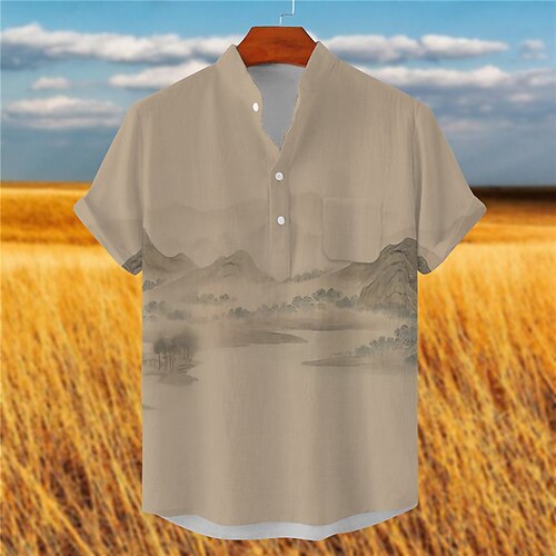 Men's Shirt 3D Print Mountain Stand Collar Street Casual Button-Down Print Short Sleeve Tops Designer Casual Fashion Breathable Khaki / Summer
Men's Shirt 3D Print Mountain Stand Collar Street Casual Button-Down Print Short Sleeve Tops Designer Casual Fashion Breathable Khaki / Summer
