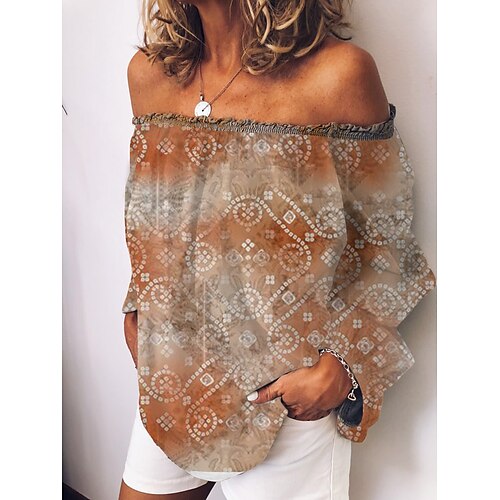 Women's Shirt Graphic Holiday Weekend Shirt Long Sleeve Off Shoulder Print Off Shoulder Casual Streetwear Brown S / 3D Print
Women's Shirt Graphic Holiday Weekend Shirt Long Sleeve Off Shoulder Print Off Shoulder Casual Streetwear Brown S / 3D Print