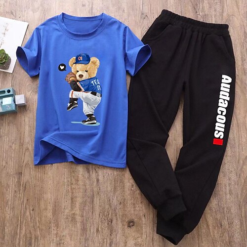 2 Pieces Kids Boys T-shirt & Pants Clothing Set Outfit Letter Bear Astronaut Short Sleeve Crewneck Cotton Set School Cool Daily Spring Summer 3-13 Years Blue Orange Light Blue
2 Pieces Kids Boys T-shirt & Pants Clothing Set Outfit Letter Bear Astronaut Short Sleeve Crewneck Cotton Set School Cool Daily Spring Summer 3-13 Years Blue Orange Light Blue