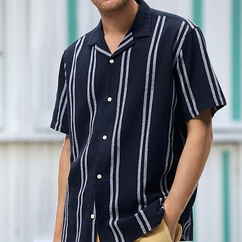 Men's Shirt Striped Turndown Navy Blue Daily Holiday Short Sleeve Button-Down Clothing Apparel Simple Casual Comfortable / Summer / Summer
Men's Shirt Striped Turndown Navy Blue Daily Holiday Short Sleeve Button-Down Clothing Apparel Simple Casual Comfortable / Summer / Summer