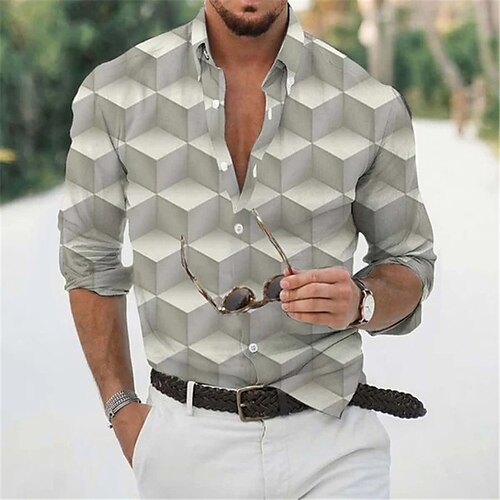 Men's Shirt 3D Print Geometry Turndown Street Casual Button-Down Print Long Sleeve Tops Casual Fashion Breathable Gray
Men's Shirt 3D Print Geometry Turndown Street Casual Button-Down Print Long Sleeve Tops Casual Fashion Breathable Gray