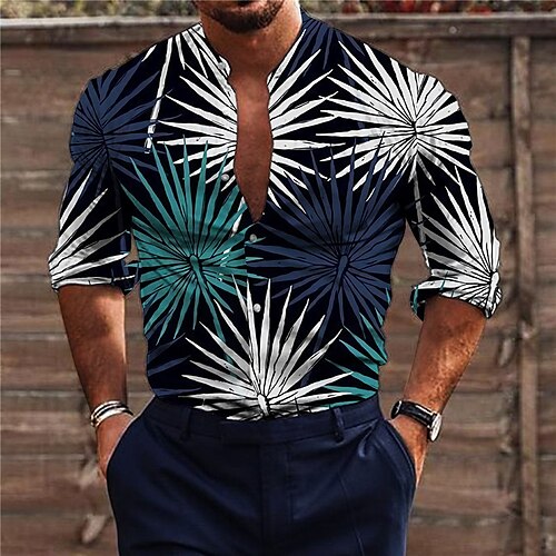 Men's Shirt Graphic Shirt Leaves Stand Collar Navy Blue 3D Print Outdoor Casual Long Sleeve Button-Down Print Clothing Apparel Fashion Designer Casual Comfortable / Sports
Men's Shirt Graphic Shirt Leaves Stand Collar Navy Blue 3D Print Outdoor Casual Long Sleeve Button-Down Print Clothing Apparel Fashion Designer Casual Comfortable / Sports