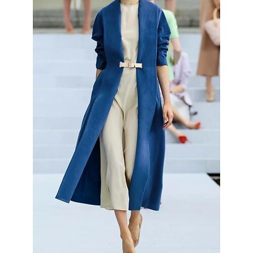 Women's Coat Maxi With Belt Coat Blue Stylish WorkWear Spring Open Front Collarless Regular Fit S M L XL XXL 3XL
Women's Coat Maxi With Belt Coat Blue Stylish WorkWear Spring Open Front Collarless Regular Fit S M L XL XXL 3XL
